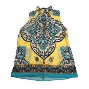 MNG By Mango Sleeveless Paisley Top Size S Sheer Mixed Materials Colorful Boho